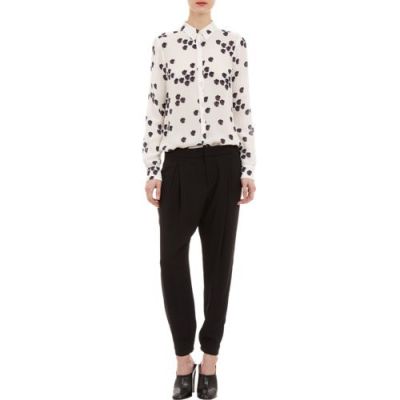 Falling Iris-Print Song Blouse