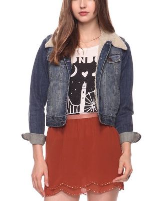 Faux Shearling Denim Jacket