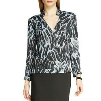 Feather Print V-Neck Top