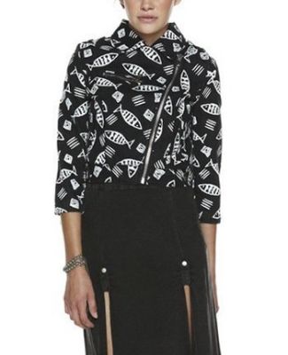 Fish Print Moto Jacket