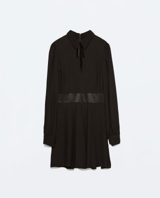 Flared Dress with Collar and Bow