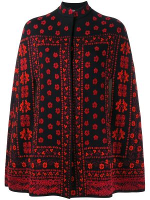 floral jacquard knit cape