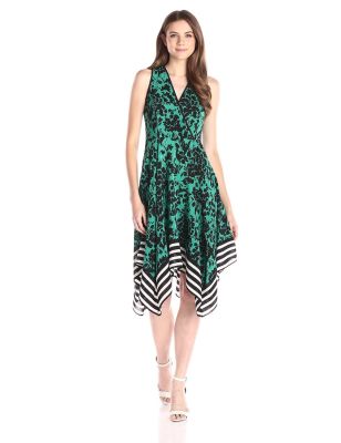 Floral with Stripe Border Emmy Dress
