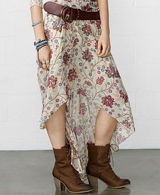 Floral-Print High-Low Maxi Skirt  