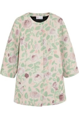 Floral-print scuba coat