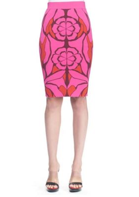Flower Jacquard Pencil Skirt