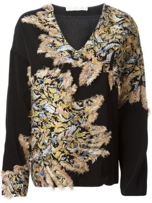 fluffy detail v-neck sweater