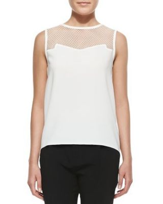 Franklin Cutout-Yoke Crepe Top