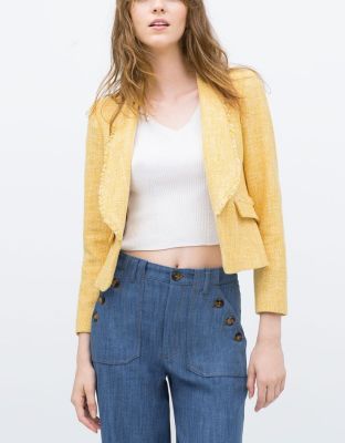 Frayed Short Blazer