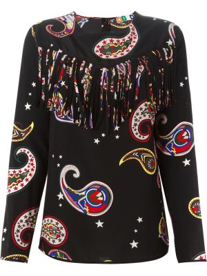 fringed paisley print blouse