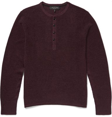 Garrett Waffle-Knit Merino Wool Henley Sweater