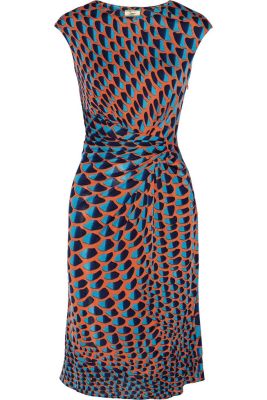Gathered Printed Cady Dress