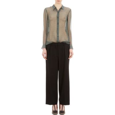 Geometric-Print Silk Blouse