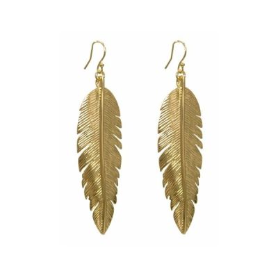 Gold feather earrings