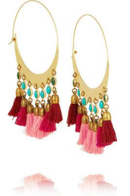 Gold-plated beaded hoop earrings