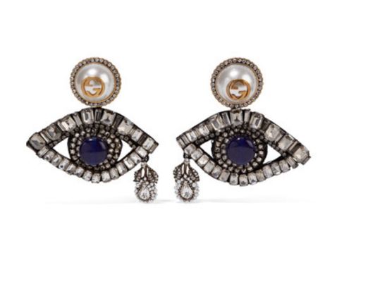 Gold-plated, Swarovski crystal and faux pearl clip earrings
