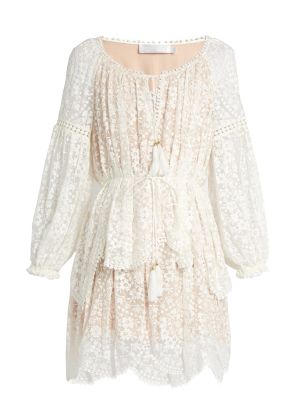 Gossamer floral-embroidered silk dress