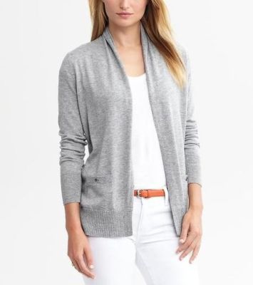 Gray Mixed Gauge Open Cardigan