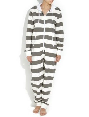 Grey and White Stripe Heavyweight All-in-One