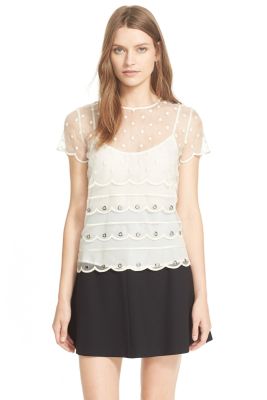 Grommet Organza & Tulle Top