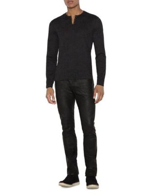 Grommet Trim Knit Henley