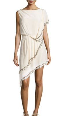 Grommet/Nailhead-Trim Asymmetric Dress