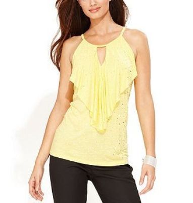 Halter Ruffle Keyhole Studded Top