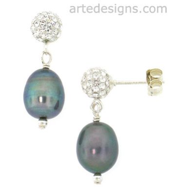Handmade Beaded Pearl and Crystal Earrings