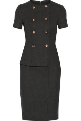 Herringbone wool-blend dress
