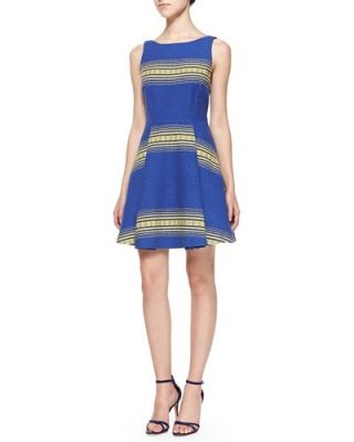Holis Striped Jacquard A-Line Dress