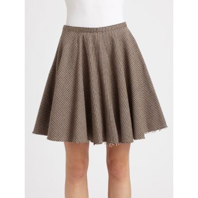 Houndstooth Pleated Full Skirt