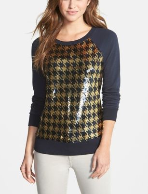 Houndstooth Sequin Front Top