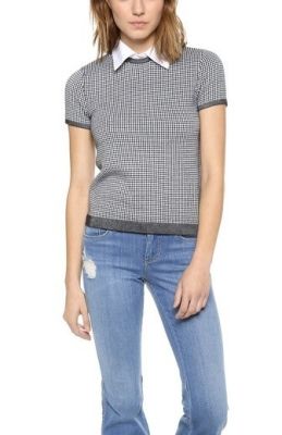 Houndstooth Top with Collar