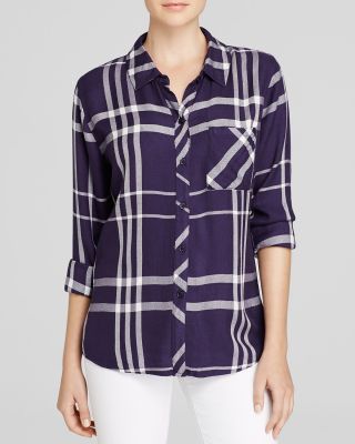 Hunter Plaid Shirt in Cadet and White