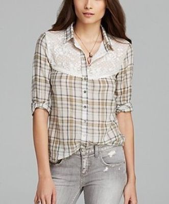 India Gauze Plaid Saddle Up Top