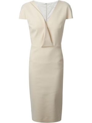 inverted pleat v-neck dress