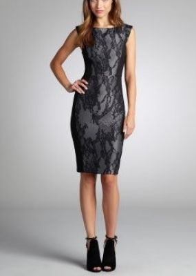 Iron And Black Lace-Patterned Colorblock 'Milly' Dress