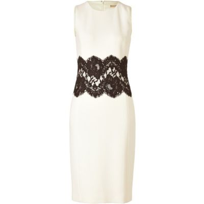 Ivory Dress With Black Lace Waist