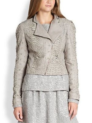 Jace Embellished Leather Moto Jacket