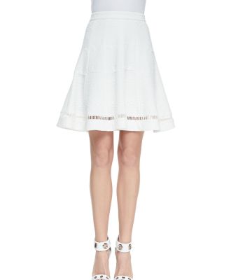 Jacquard Cutout-Hem Flared Skirt