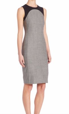 Jersey Trim Wool Sheath Dress