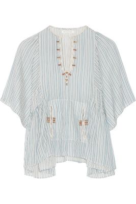 Joy embroidered striped cotton top