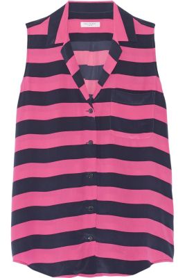 Keira Striped Washed-Silk Top