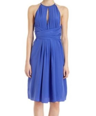 Keyhole Cummerbund Dress in White