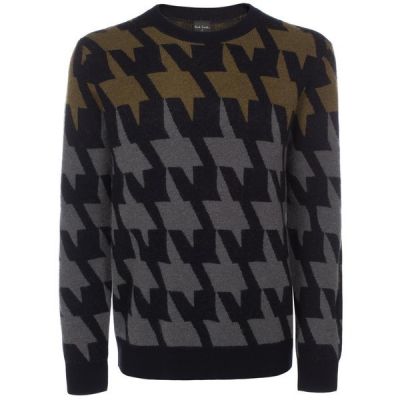 Khaki Oversized Houndstooth Sweater