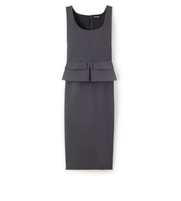 KNEE LENGTH SLEEVELESS DRESS WITH PEPLUM