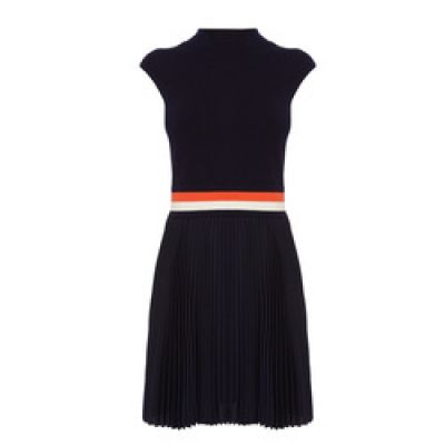Knit Dress With Pleated Woven Skirt