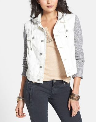 Knit Sleeve Denim Jacket
