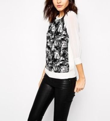 Knitted Top in Brushstroke Check