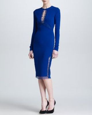 Lace Keyhole Long-Sleeve Dress